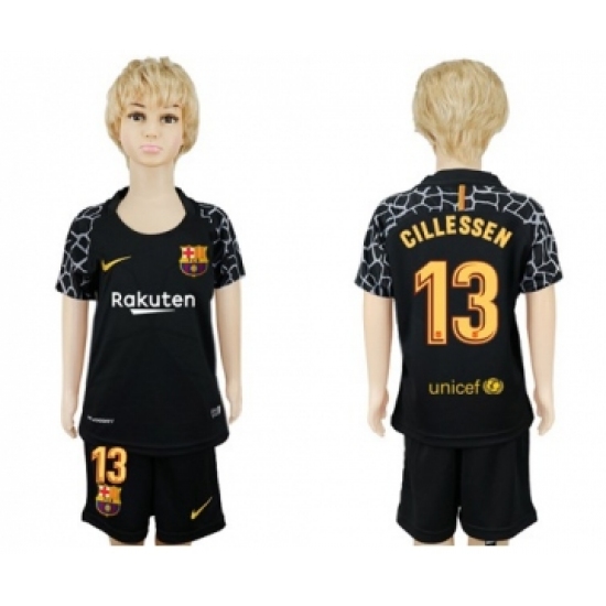 Barcelona #13 Cillessen Black Goalkeeper Kid Soccer Club Jersey