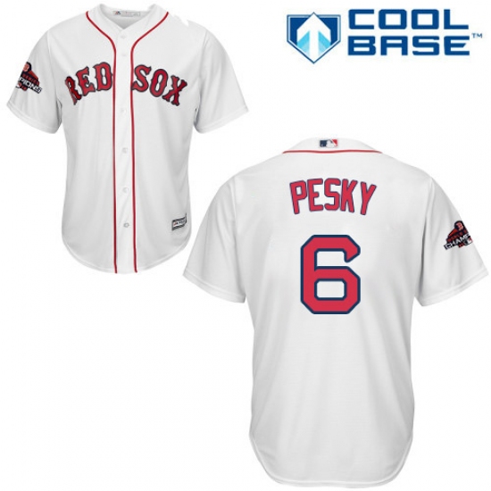 Youth Majestic Boston Red Sox #6 Johnny Pesky Authentic White Home Cool Base 2018 World Series Champions MLB Jersey