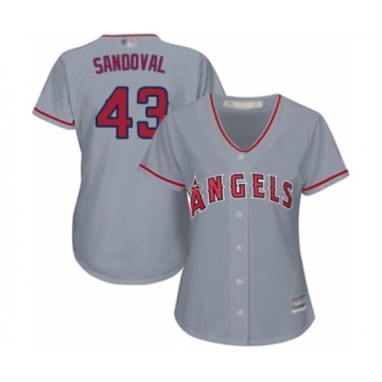Women's Los Angeles Angels of Anaheim #43 Patrick Sandoval Authentic Grey Road Cool Base Baseball Player Jersey - Ujersey