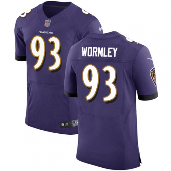 Men's Nike Baltimore Ravens #93 Chris Wormley Elite Purple Team Color NFL Jersey - Ujersey