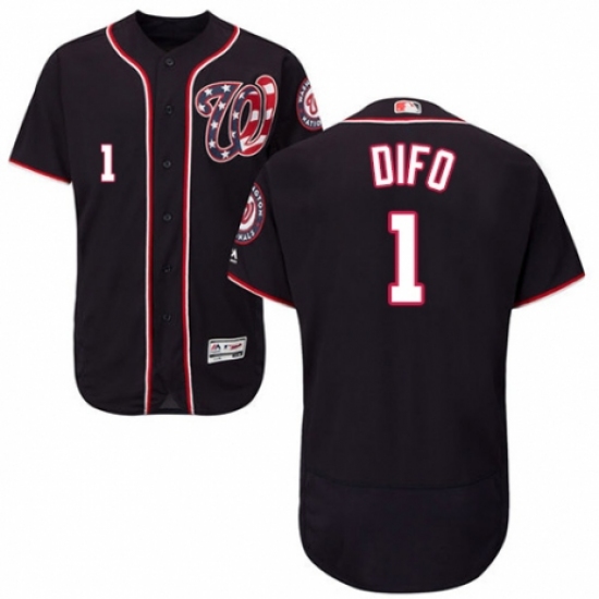 Men's Majestic Washington Nationals #1 Wilmer Difo Navy Blue Alternate Flex Base Authentic Collection MLB Jersey - Ujersey