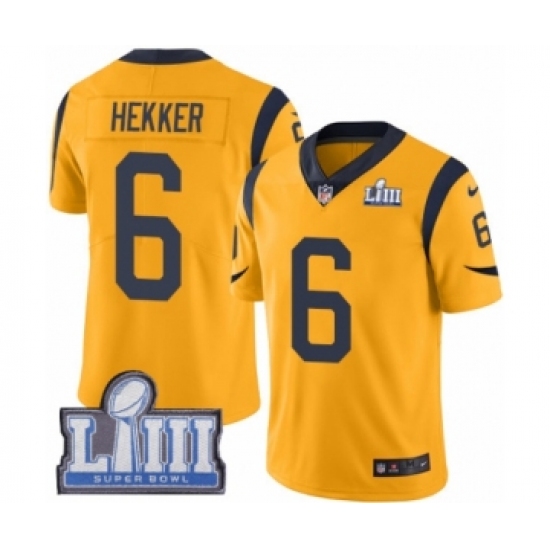 Men's Nike Los Angeles Rams #6 Johnny Hekker Limited Gold Rush Vapor Untouchable Super Bowl LIII Bound NFL Jersey - Ujersey
