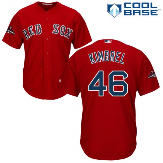 Youth Majestic Boston Red Sox #46 Craig Kimbrel Authentic Red Alternate Home Cool Base 2018 World Series Champions MLB Jersey - Ujersey