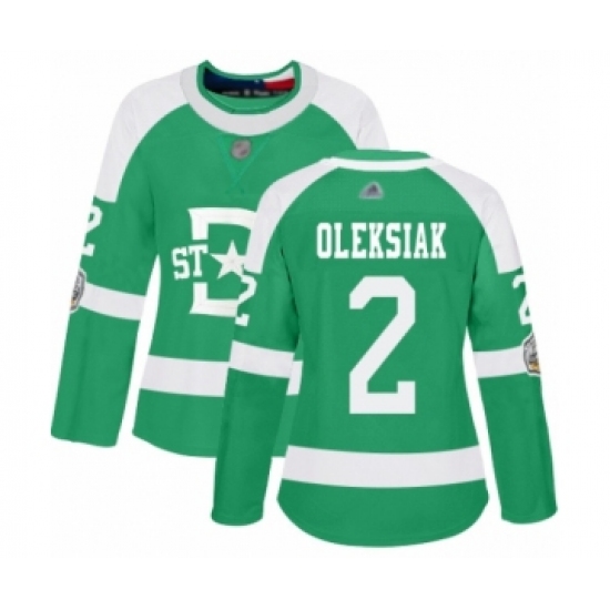 Women's Dallas Stars #2 Jamie Oleksiak Authentic Green 2020 Winter Classic Hockey Jersey - Ujersey