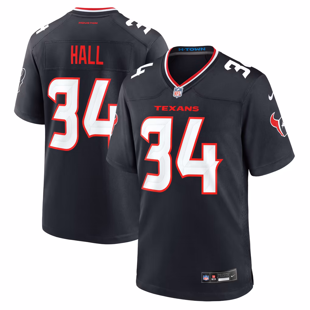 Men's Houston Texans Bryce Hall Nike Navy Team Game Jersey