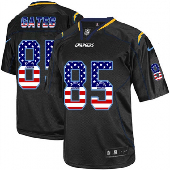 Men's Nike Los Angeles Chargers #85 Antonio Gates Elite Black USA Flag Fashion NFL Jersey - Ujersey