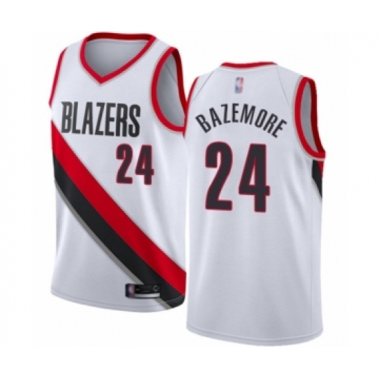 Men's Portland Trail Blazers #24 Kent Bazemore Authentic White Basketball Jersey - Association Edition - Ujersey