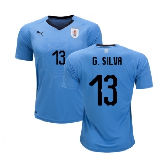 Uruguay #13 G.Silva Home Soccer Country Jersey