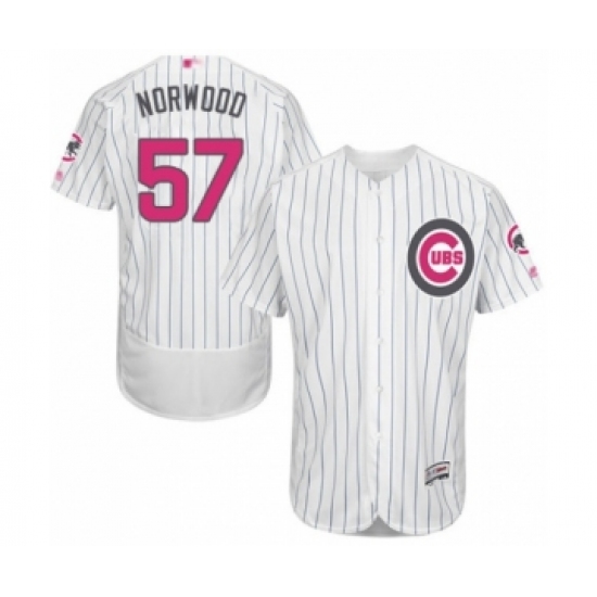 Men's Chicago Cubs #57 James Norwood Authentic White 2016 Mother's Day Fashion Flex Base Baseball Player Jersey - Ujersey