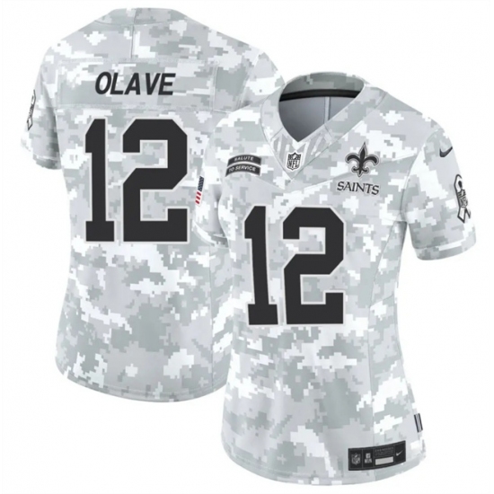 Women's New Orleans Saints #12 Chris Olave 2024 F.U.S.E Arctic Camo Salute To Service Limited Stitched Football Jersey(Run Small) - Ujersey