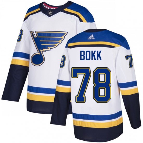 Men's Adidas St. Louis Blues #78 Dominik Bokk Authentic White Away NHL Jersey - Ujersey