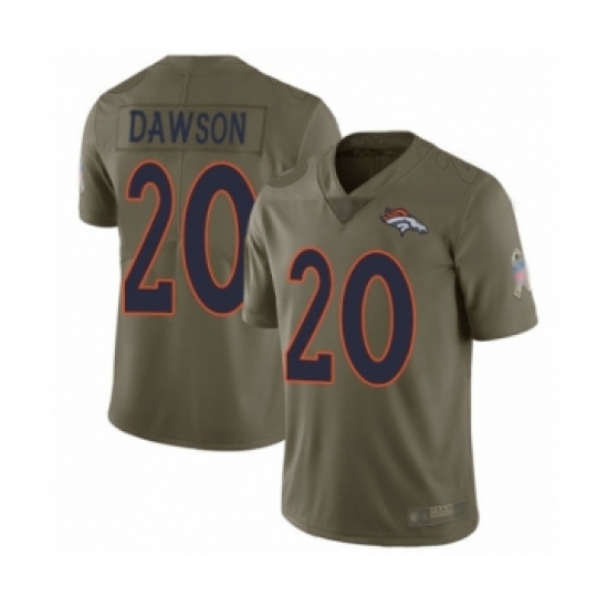 Men's Denver Broncos #20 Duke Dawson Limited Olive 2017 Salute to Service Football Jersey - Ujersey