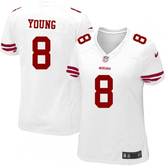 Women's Nike San Francisco 49ers #8 Steve Young Game White NFL Jersey - Ujersey