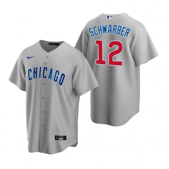 Men's Nike Chicago Cubs #12 Kyle Schwarber Gray Road Stitched Baseball Jersey - Ujersey