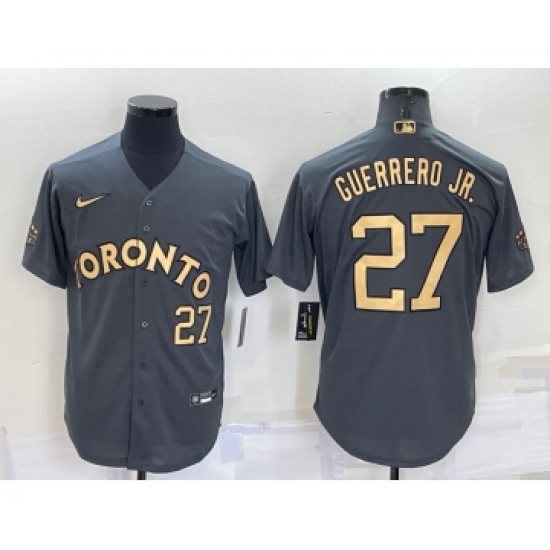 Men's Toronto Blue Jays #27 Vladimir Guerrero Jr Number Grey 2022 All Star Stitched Cool Base Nike Jersey - Ujersey