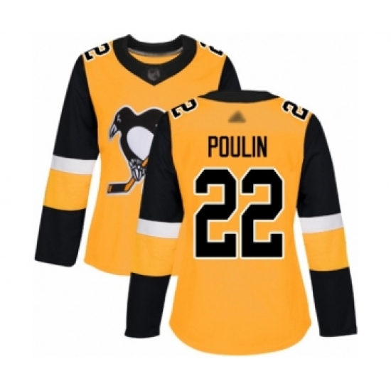 Women's Pittsburgh Penguins #22 Samuel Poulin Authentic Gold Alternate Hockey Jersey - Ujersey