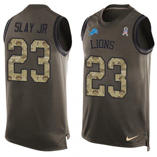 Men's Nike Detroit Lions #23 Darius Slay Limited Green Salute to Service Tank Top NFL Jersey - Ujersey
