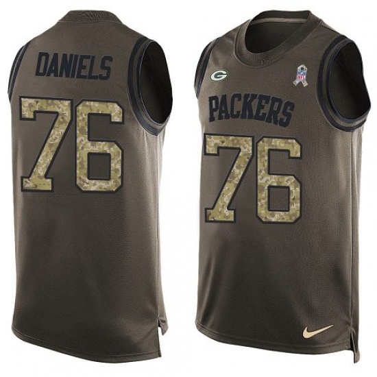 Men's Nike Green Bay Packers #76 Mike Daniels Limited Green Salute to Service Tank Top NFL Jersey - Ujersey