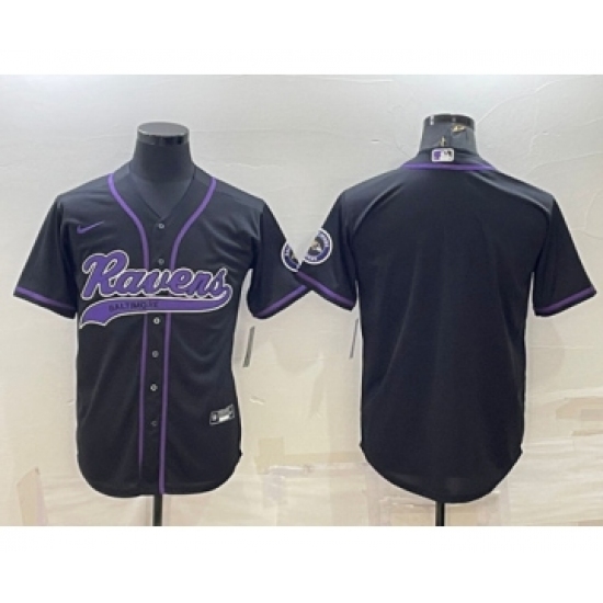 Men's Baltimore Ravens Blank Black With Patch Cool Base Stitched Baseball Jersey - Ujersey