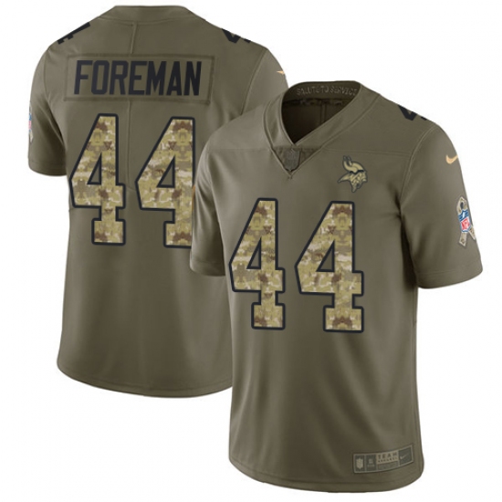 Youth Nike Minnesota Vikings #44 Chuck Foreman Limited Olive/Camo 2017 Salute to Service NFL Jersey - Ujersey