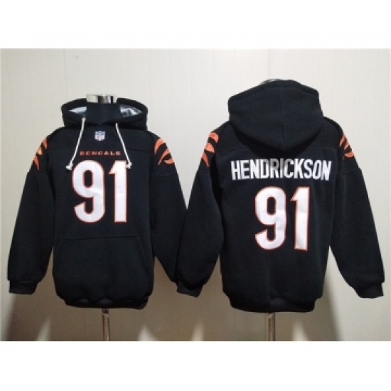 Men's Cincinnati Bengals #91 Trey Hendrickson Black Pullover Hoodie - Ujersey