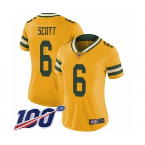 Women's Green Bay Packers #6 JK Scott Limited Gold Rush Vapor Untouchable 100th Season Football Jersey - Ujersey