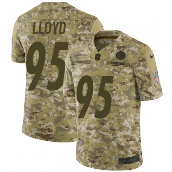 Youth Nike Pittsburgh Steelers #95 Greg Lloyd Limited Camo 2018 Salute to Service NFL Jersey - Ujersey