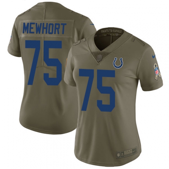 Women's Nike Indianapolis Colts #75 Jack Mewhort Limited Olive 2017 Salute to Service NFL Jersey - Ujersey