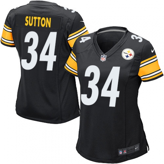 Women's Nike Pittsburgh Steelers #34 Cameron Sutton Game Black Team Color NFL Jersey - Ujersey