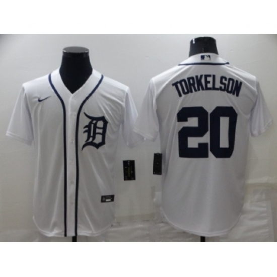Men's Detroit Tigers #20 Spencer Torkelson White Stitched Cool Base Nike Jersey - Ujersey