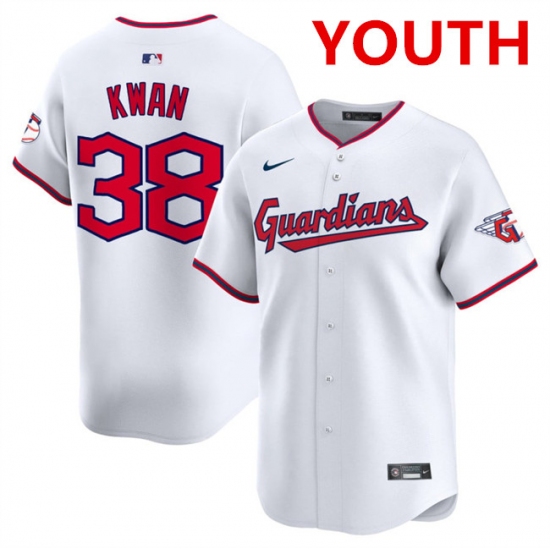 Youth Cleveland Guardians #38 Steven Kwan White Home Limited Stitched Baseball Jersey - Ujersey