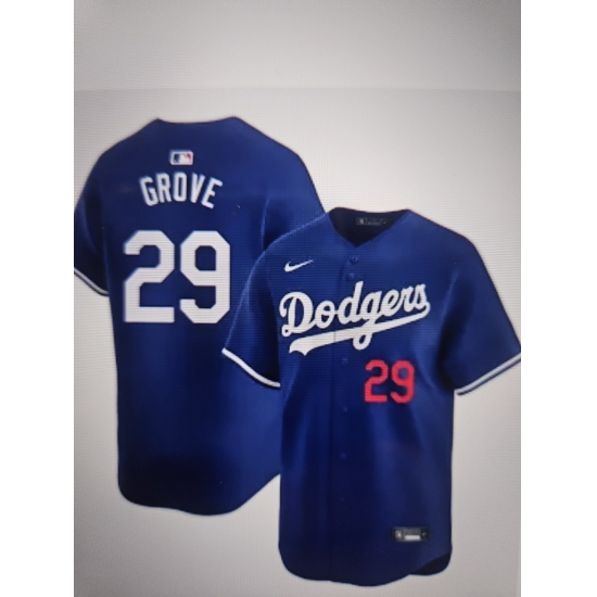 Men's Los Angeles Dodgers #29 Michael Grove Blue Stitched Baseball Jersey - Ujersey