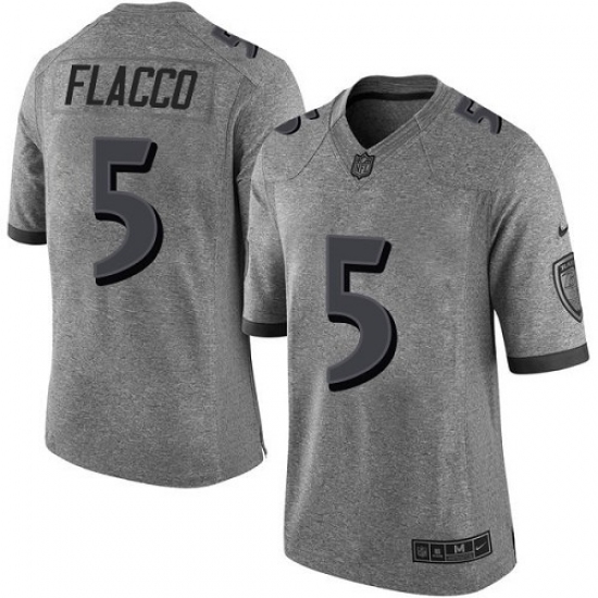 Men's Nike Baltimore Ravens #5 Joe Flacco Limited Gray Gridiron NFL Jersey - Ujersey