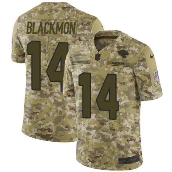 Men's Nike Jacksonville Jaguars #14 Justin Blackmon Limited Camo 2018 Salute to Service NFL Jersey - Ujersey