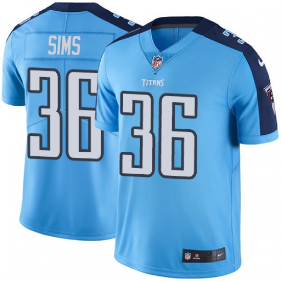 Youth Nike Tennessee Titans #36 LeShaun Sims Limited Light Blue Rush Vapor Untouchable NFL Jersey - Ujersey