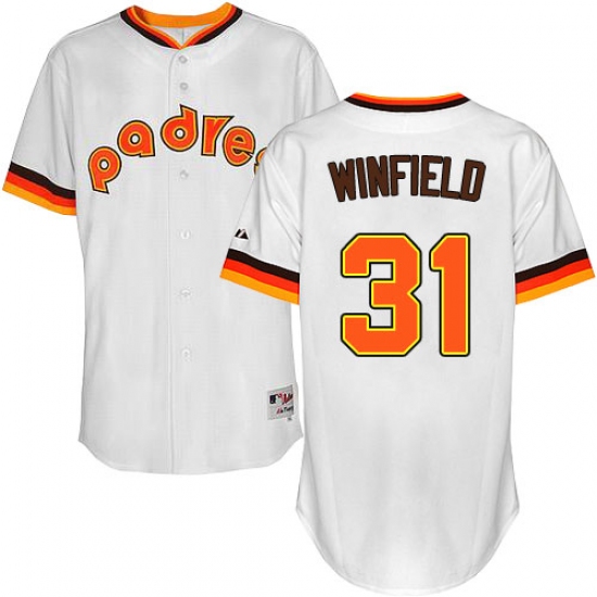 Men's Majestic San Diego Padres #31 Dave Winfield Authentic White 1984 Turn Back The Clock MLB Jersey - Ujersey