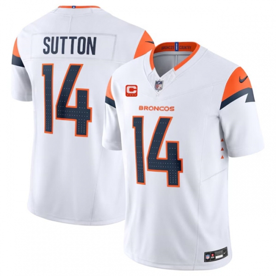 Men's Denver Broncos #14 Courtland Sutton White 2024 F.U.S.E. With 4-Star C Vapor Limited Stitched Football Jersey - Ujersey