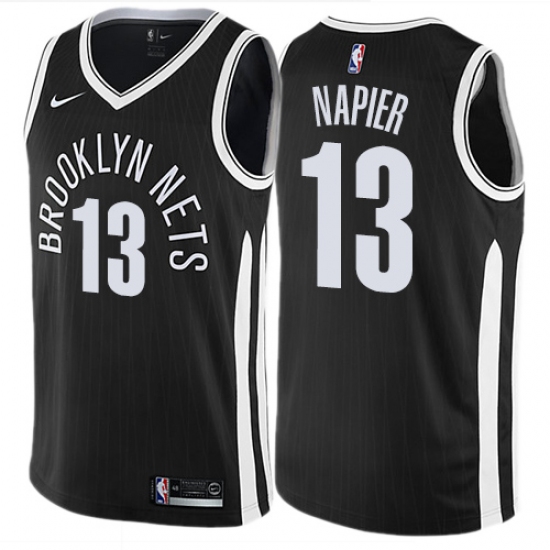 Men's Nike Brooklyn Nets #13 Shabazz Napier Swingman Black NBA Jersey - City Edition - Ujersey