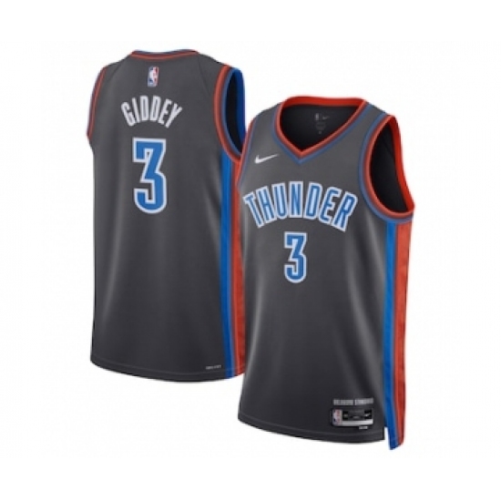 Men's Oklahoma City Thunder #3 Josh Giddey Gray Icon Edition Stitched Basketball Jersey - Ujersey
