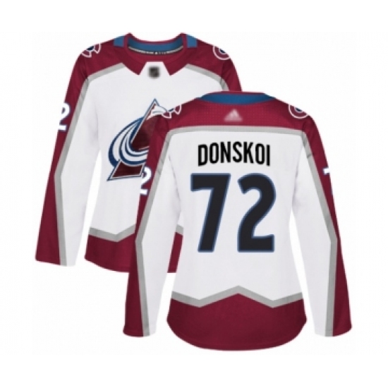Women's Colorado Avalanche #72 Joonas Donskoi Authentic White Away Hockey Jersey - Ujersey