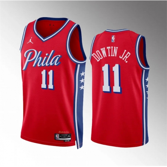 Men's Philadelphia 76ers #11 Jeff Dowtin Jr Red Statement Edition Stitched Jersey - Ujersey