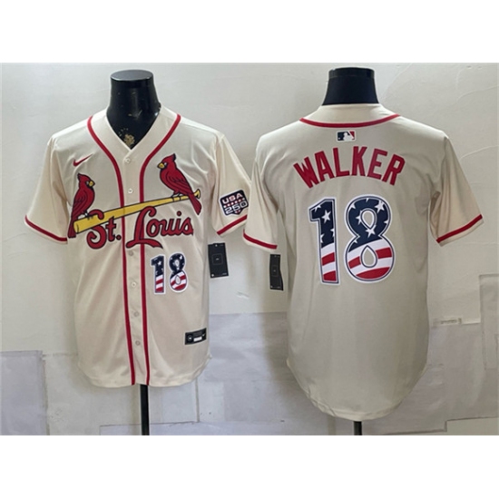 Men's St. Louis Cardinals #18 Jordan Walker Cream USA 250 Fourth of July Stitched Baseball Jersey - Ujersey