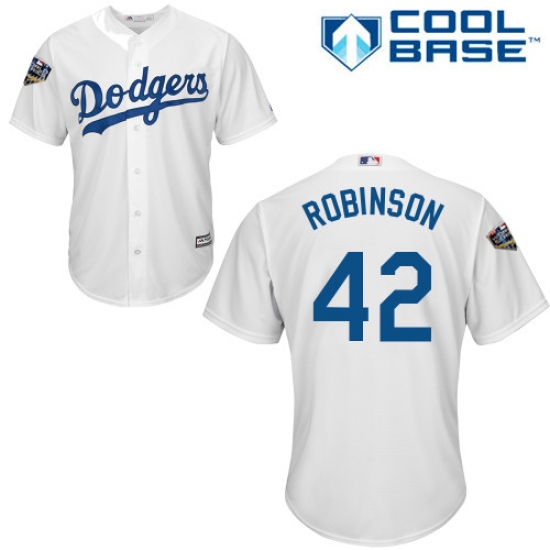 Youth Majestic Los Angeles Dodgers #42 Jackie Robinson Authentic White Home Cool Base 2018 World Series MLB Jersey - Ujersey