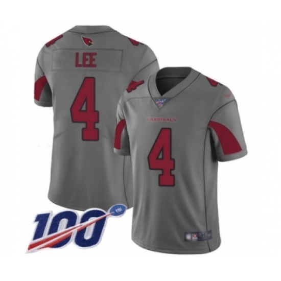Men's Arizona Cardinals #4 Andy Lee Limited Silver Inverted Legend 100th Season Football Jersey - Ujersey