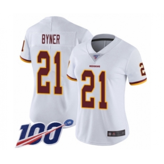Women's Washington Redskins #21 Earnest Byner White Vapor Untouchable Limited Player 100th Season Football Jersey