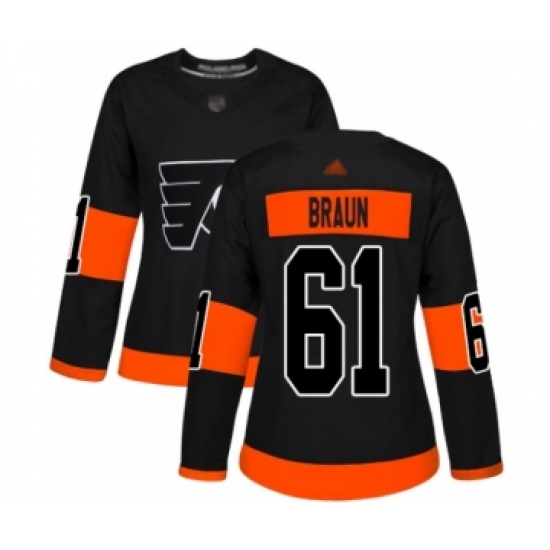 Women's Philadelphia Flyers #61 Justin Braun Authentic Black Alternate Hockey Jersey - Ujersey