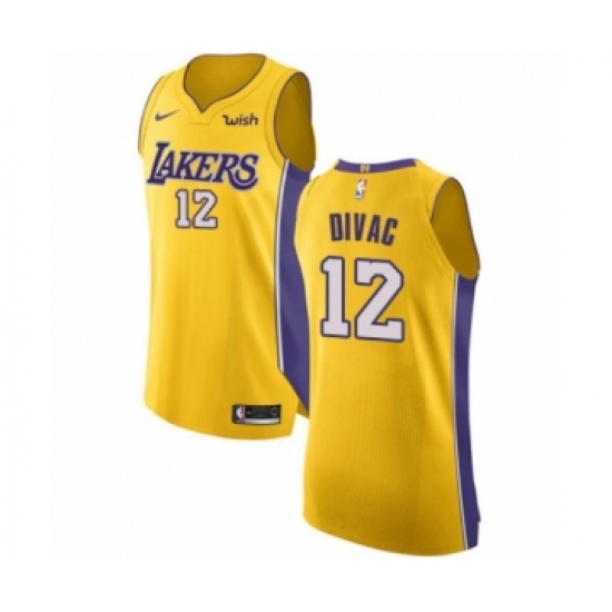 Men's Los Angeles Lakers #12 Vlade Divac Authentic Gold Home Basketball Jersey - Icon Edition - Ujersey