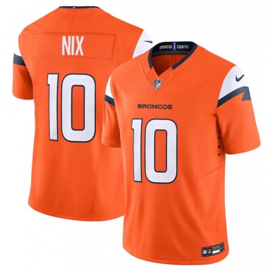 Men's Denver Broncos #10 Bo Nix Orange 2024 F.U.S.E. Vapor Limited Football Stitched Jersey - Ujersey
