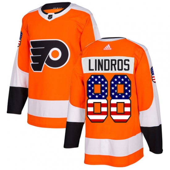 Youth Adidas Philadelphia Flyers #88 Eric Lindros Authentic Orange USA Flag Fashion NHL Jersey - Ujersey