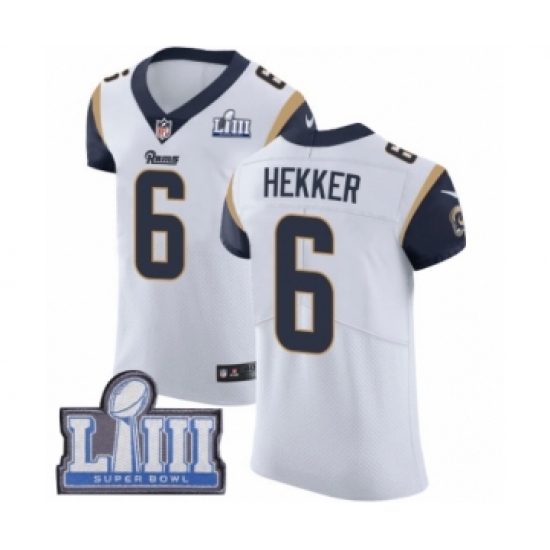 Men's Nike Los Angeles Rams #6 Johnny Hekker White Vapor Untouchable Elite Player Super Bowl LIII Bound NFL Jersey - Ujersey